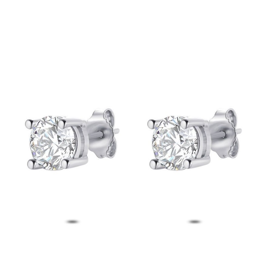 Women Twice As Nice | Silver Earrings, 1 Zirconia, 7 Mm