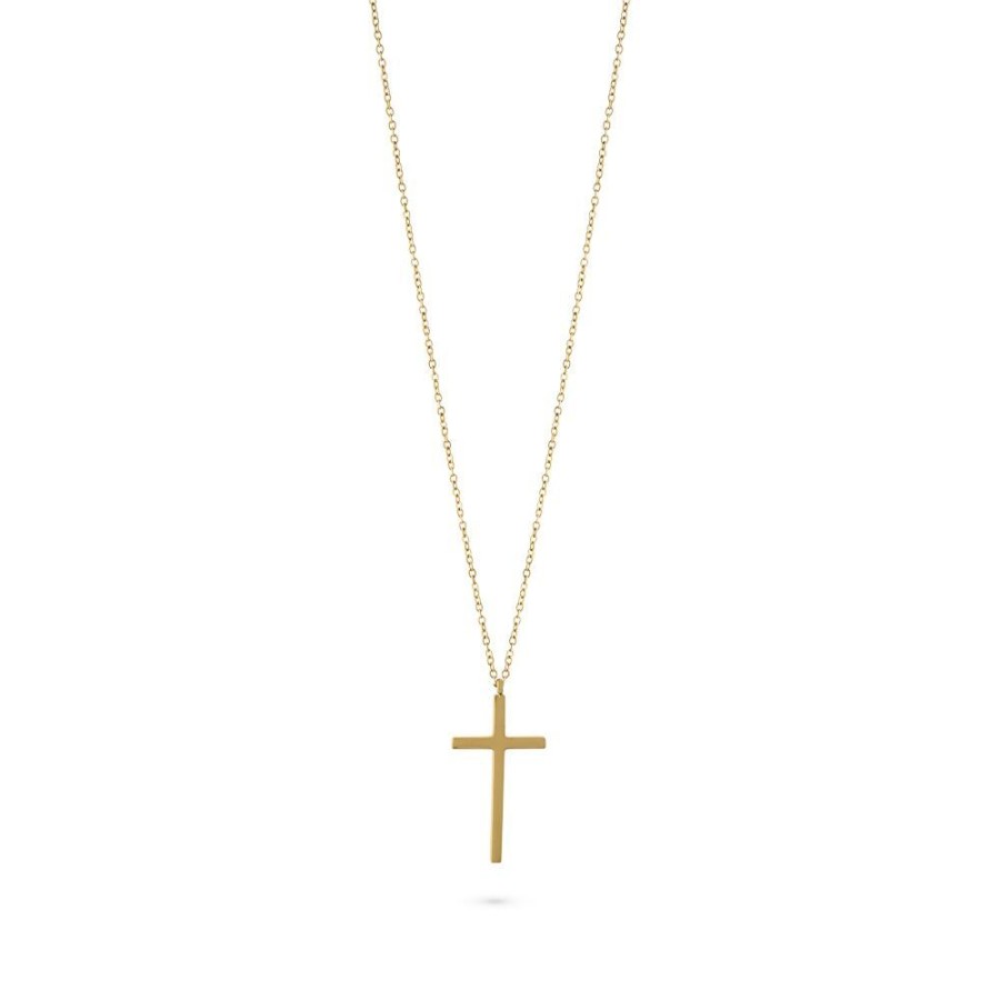 Women Twice As Nice | Gold-Coloured Stainless Steel Necklace, 25 Mm Cross