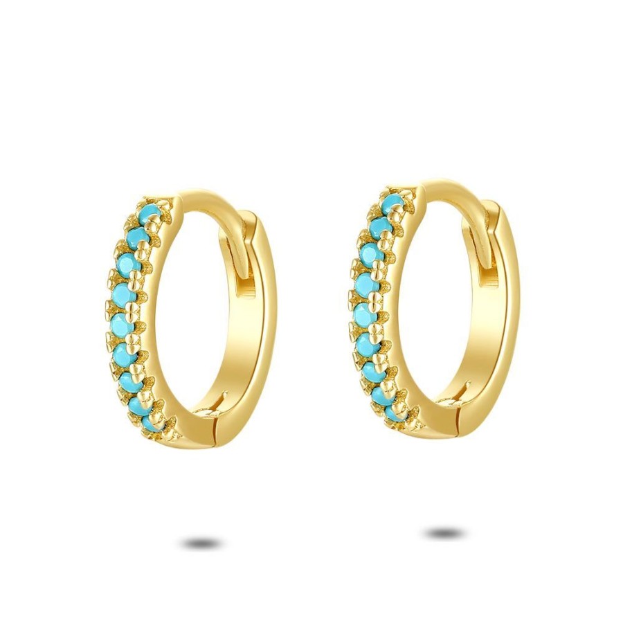 Women Twice As Nice | 18Ct Gold Plated Silver Earrings, Earring, Turquoise Zirconia