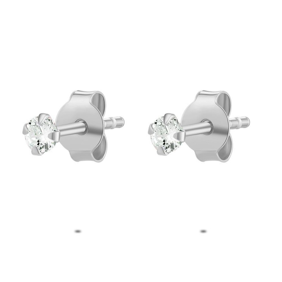 Women Twice As Nice | Silver Earrings, 3 Mm White Zirconia