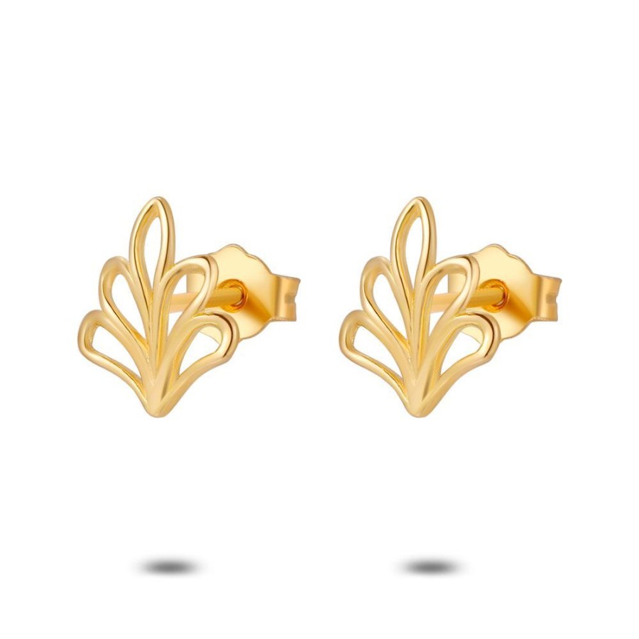 Women Twice As Nice | 18Ct Gold Plated Silver Earrings, Open Branch