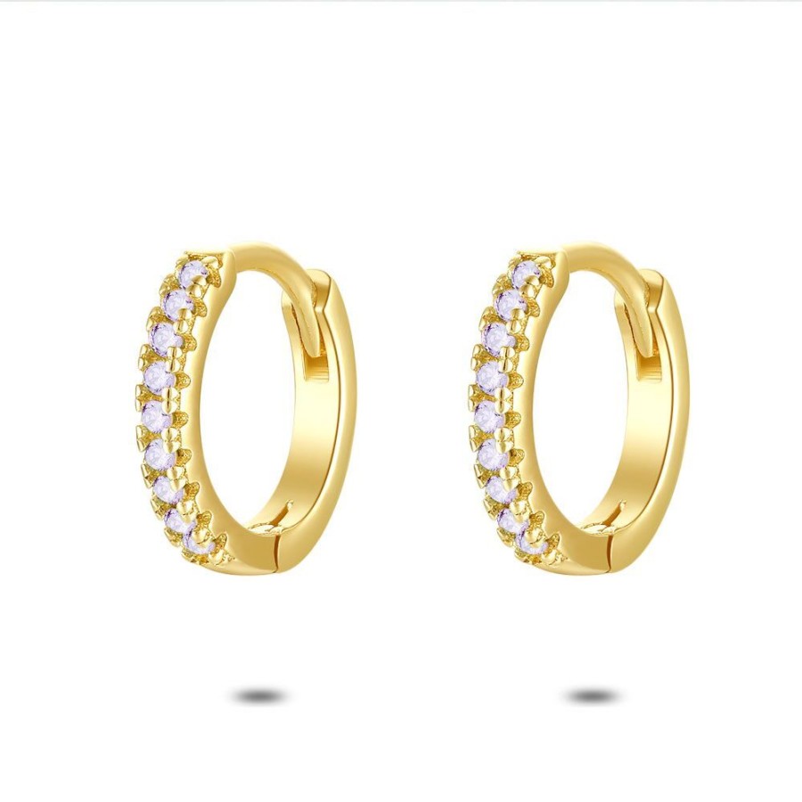 Women Twice As Nice | 18Ct Gold Plated Silver Earrings, Earring With Light Purple Zirconia