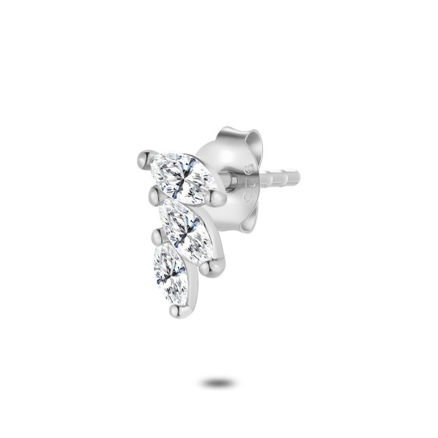 Women Twice As Nice | Silver Earring Per Piece, 3 Leaf Zirconia