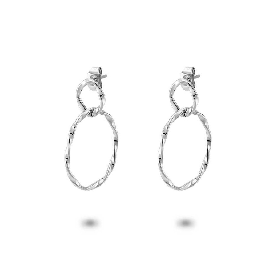 Women Twice As Nice | Stainless Steel Earrings, 2 Twisted Ovals