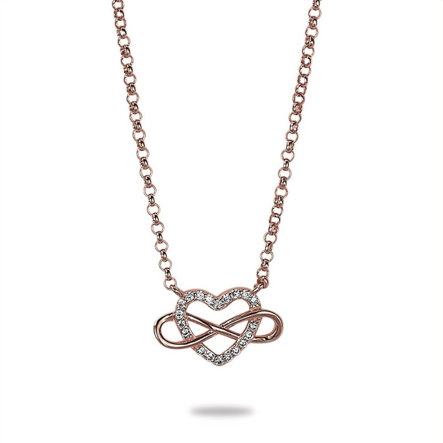 Women Twice As Nice | Rose Silver Necklace, Heart And Infinity In Zirconia