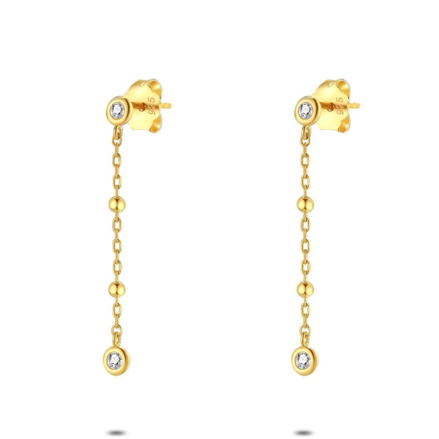 Women Twice As Nice | Silver Earrings, Golden Earring With 1 Ball And 1 Zirconia