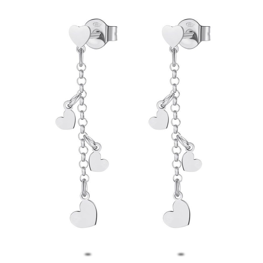 Women Twice As Nice | Silver Earrings, Dangling Hearts