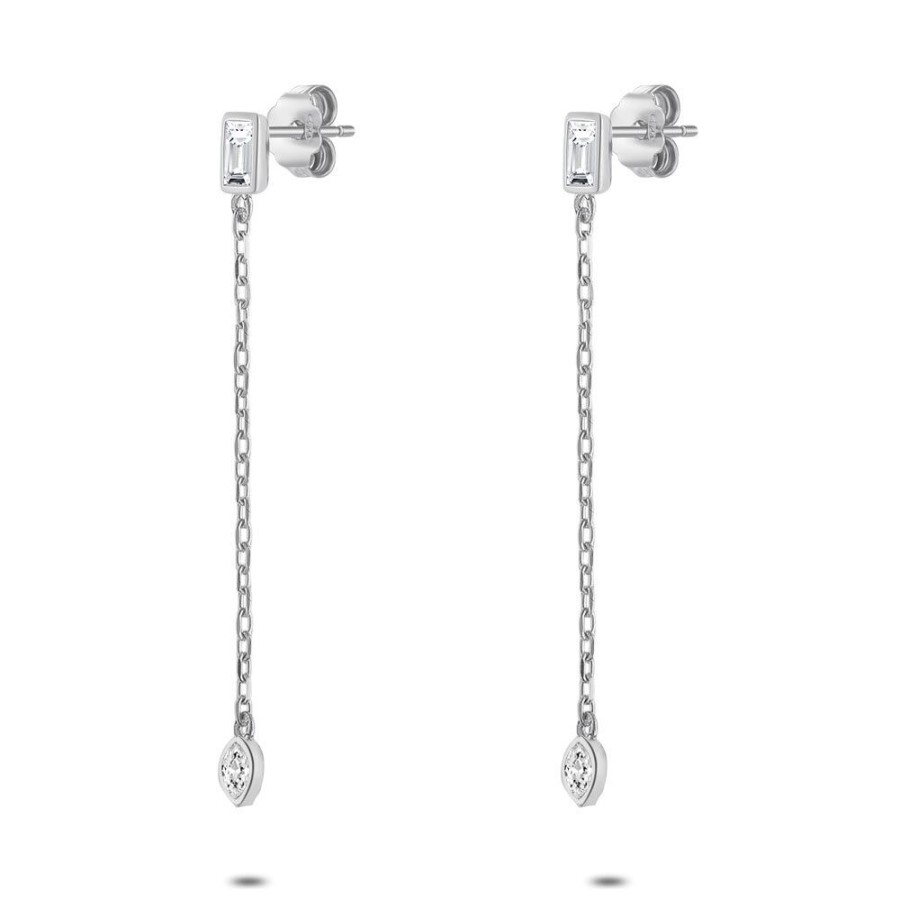 Women Twice As Nice | Silver Earrings, Zirconia On Chain