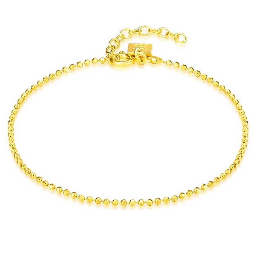 Women Twice As Nice | 18Ct Gold Plated Silver Bracelet, Dots On Chain, 1.5 Mm