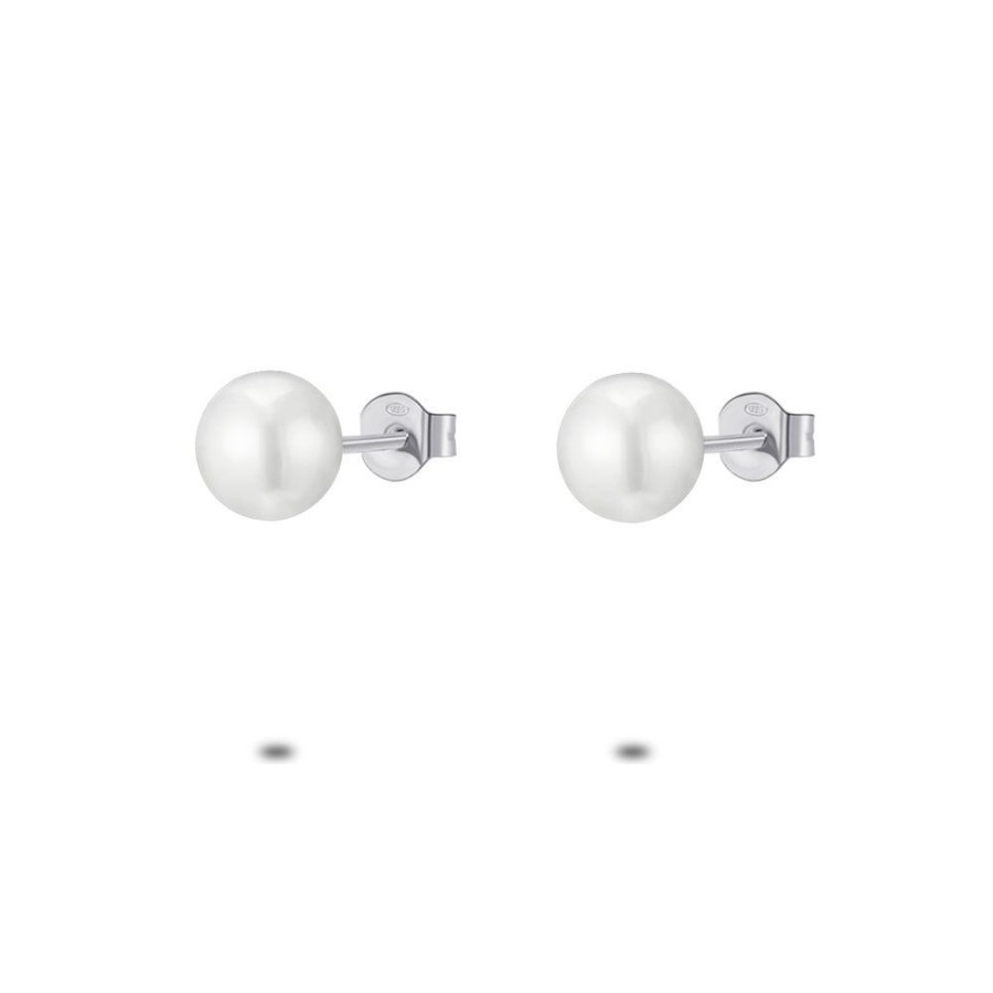 Women Twice As Nice | Silver Earrings, Pearl 7 Mm