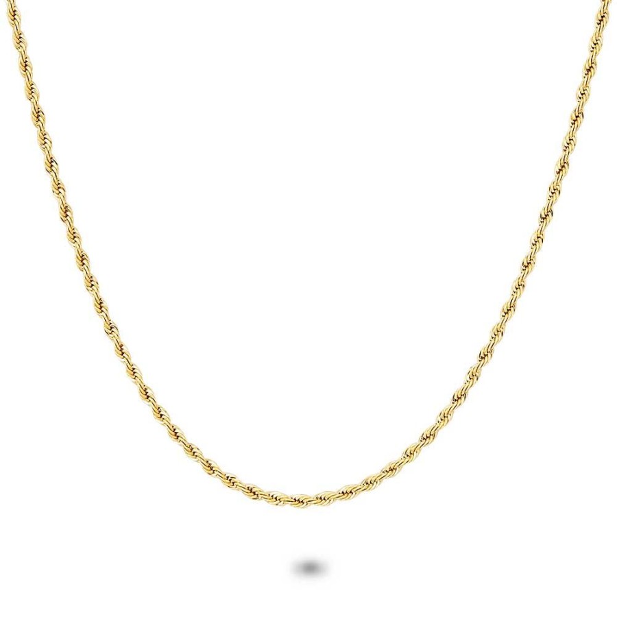 Women Twice As Nice | Gold Coloured Stainless Steel Necklace, Twisted Chain, 2,3 Mm