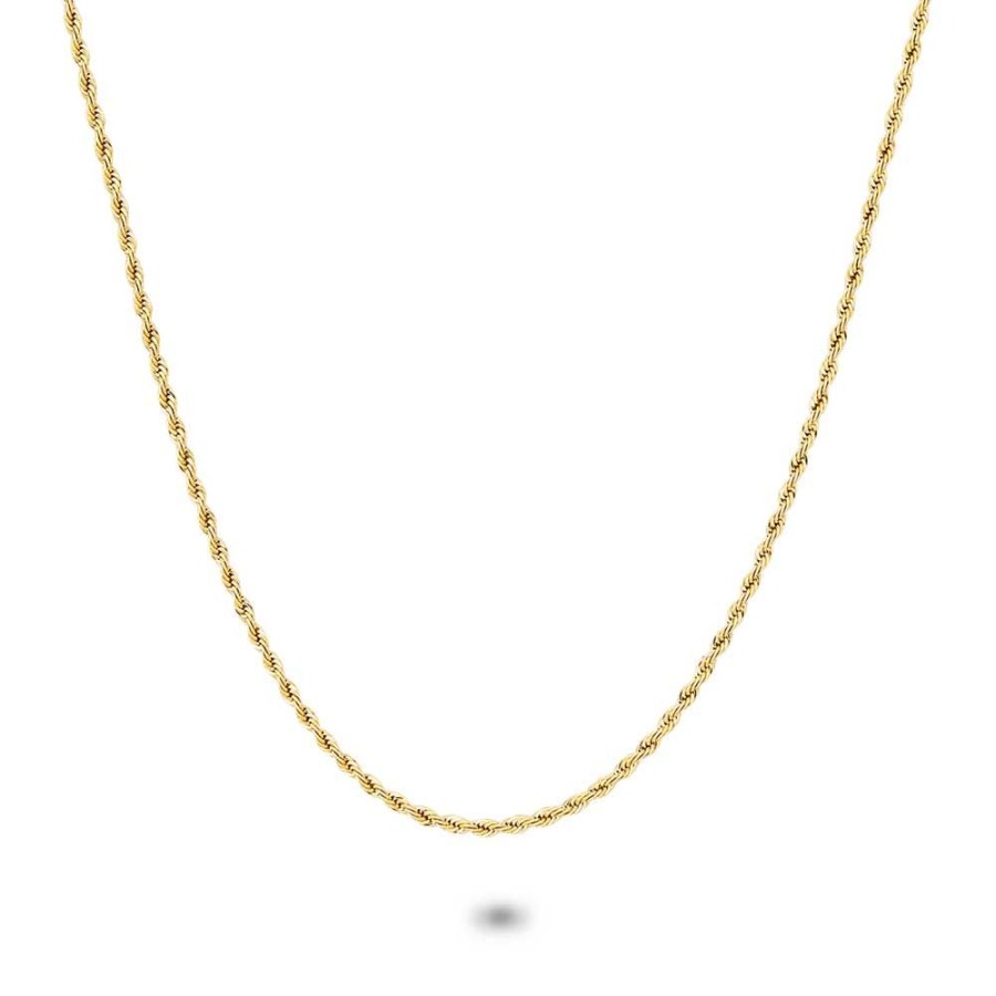 Women Twice As Nice | Gold Coloured Stainless Steel Necklace, Twisted Chain, 2,3 Mm