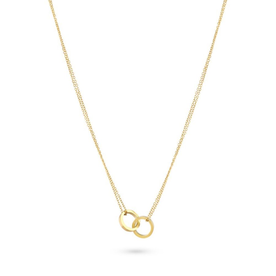 Women Twice As Nice | Gold-Coloured Stainless Steel Necklace, 2 Open Circles