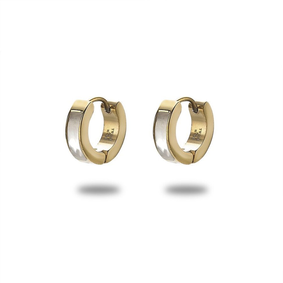 Women Twice As Nice | Gold-Coloured Stainless Steel Earrings, Hoop Earring With Pearl