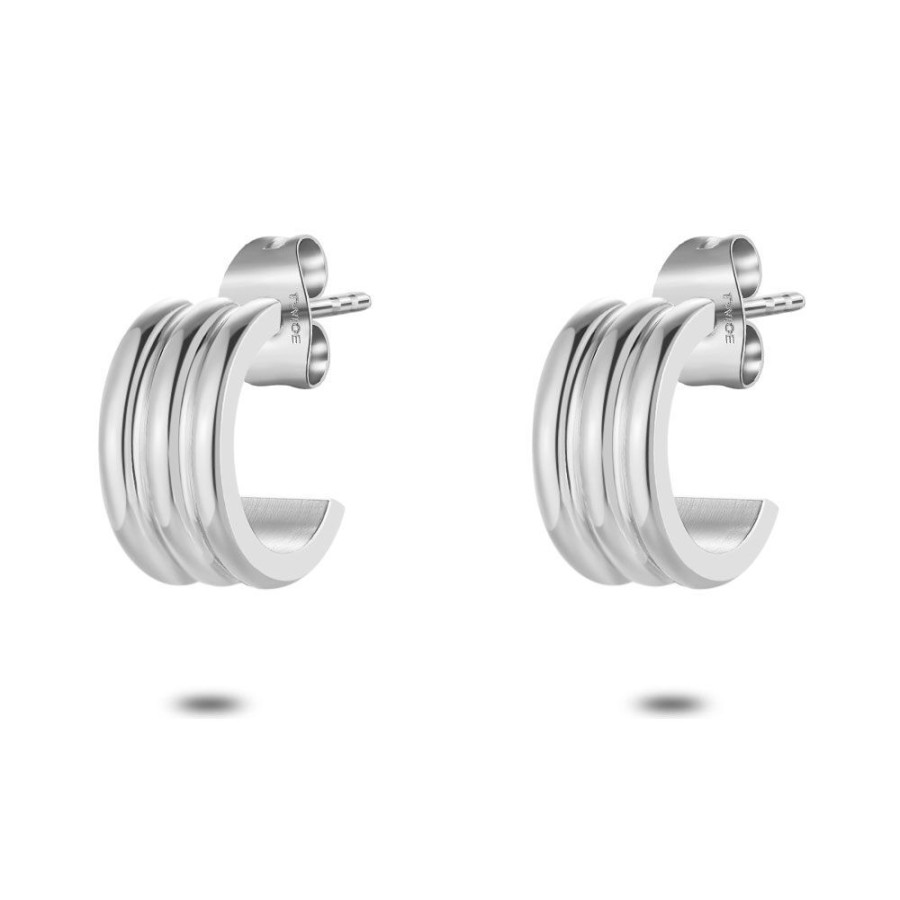 Women Twice As Nice | Stainless Steel Earrings, Three Half Rings