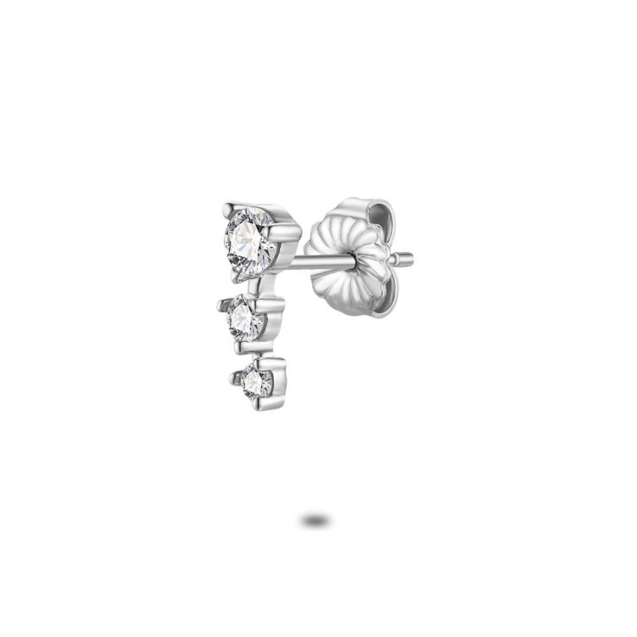 Women Twice As Nice | Silver Earring Per Piece, 3 Different White Zirconia