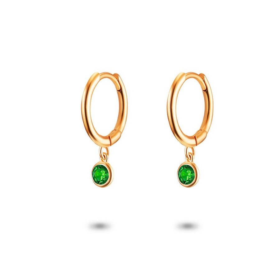 Women Twice As Nice | Rose Silver Earrings, Hoop Earrings, Green Stone