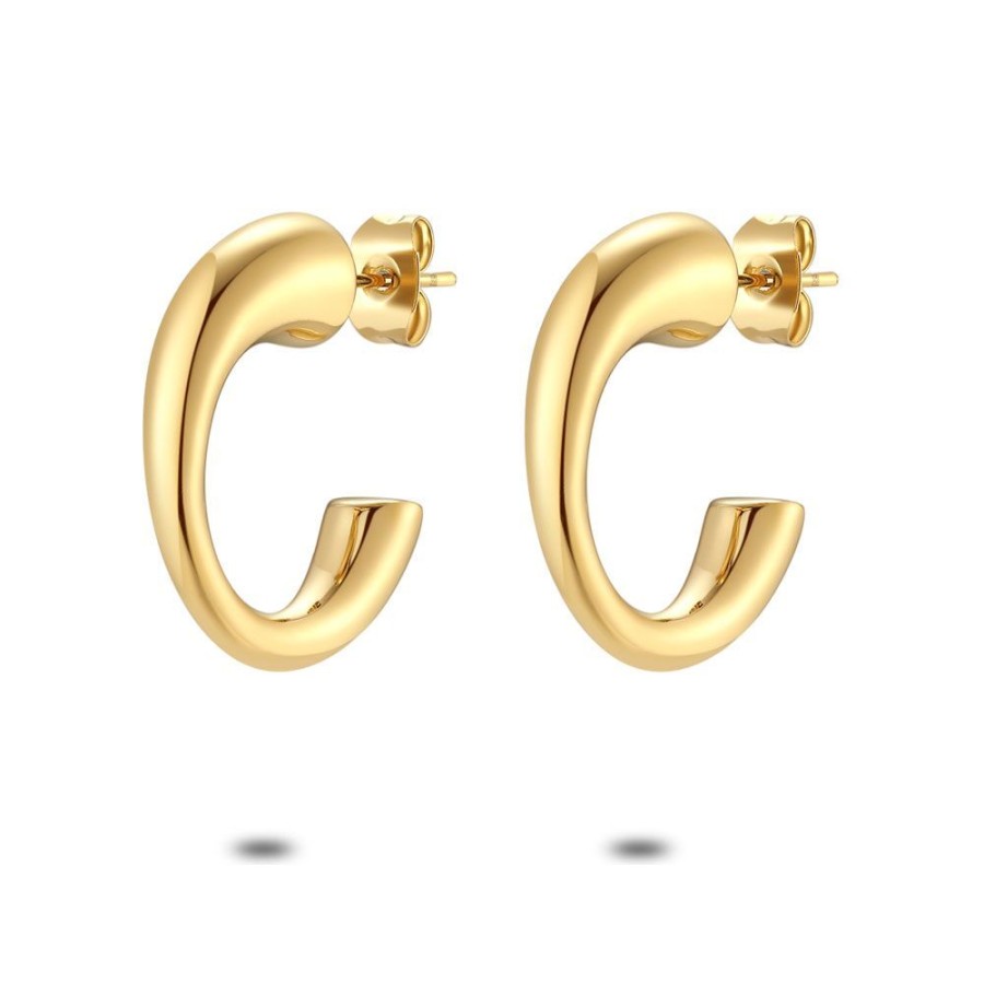 Women Twice As Nice | Gold-Tone Stainless Steel Earrings, Open Hoop