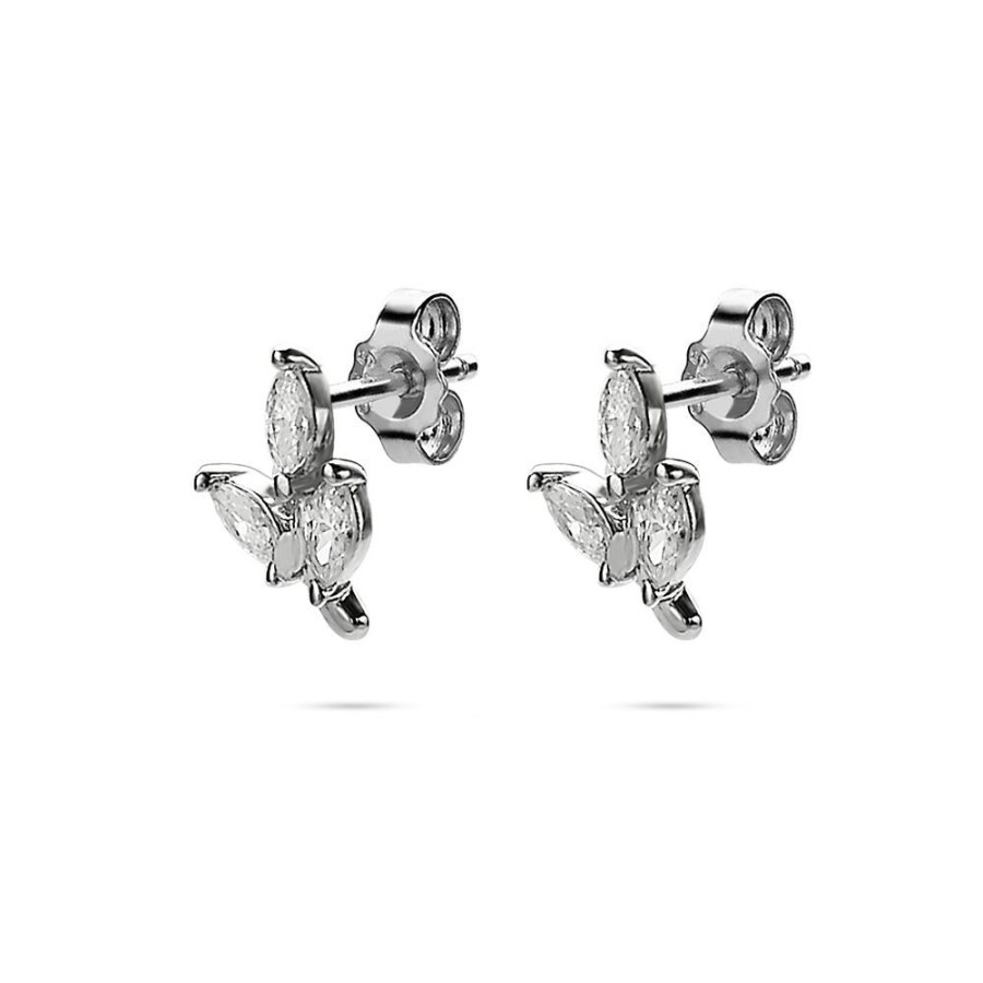 Women Twice As Nice | Silver Earrings, 3 Leafs, Zirconia