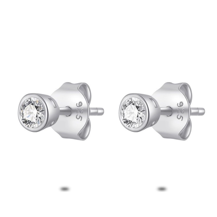 Women Twice As Nice | Silver Earrings, 1 Zirconia, 3 Mm