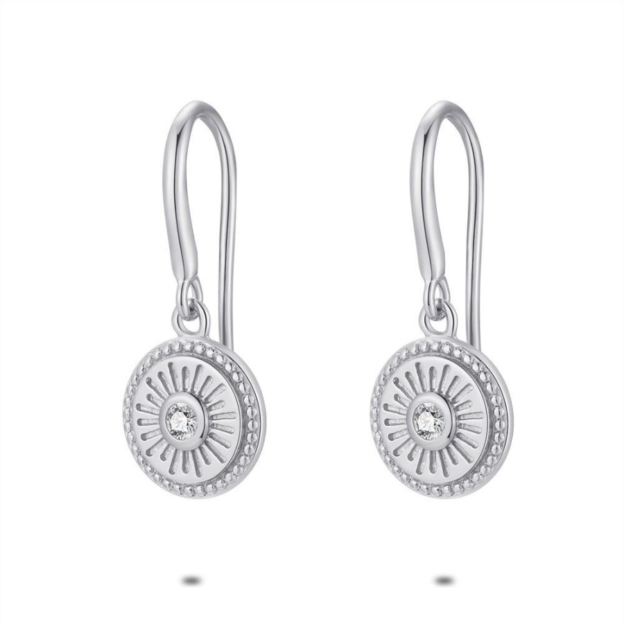 Women Twice As Nice | Silver Earrings, Sun, Zirconia On A Hook