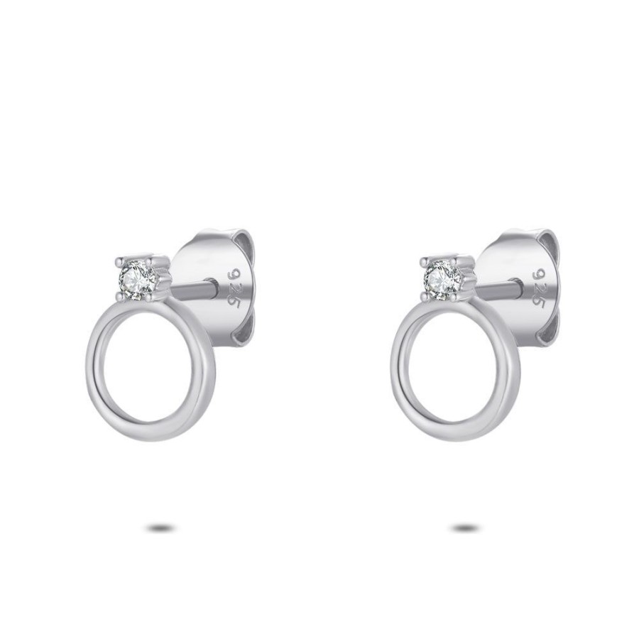 Women Twice As Nice | Silver Earrings, Circle With Zirconia