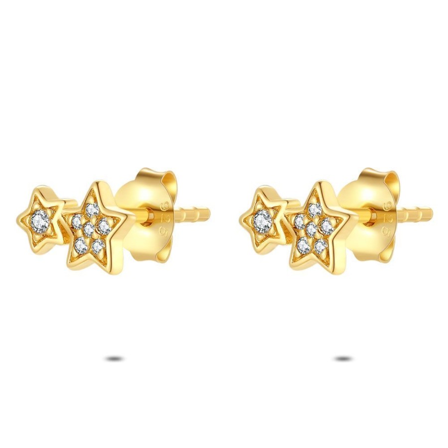 Women Twice As Nice | Earrings In 18Ct Plaque Gold, Large And Small Star