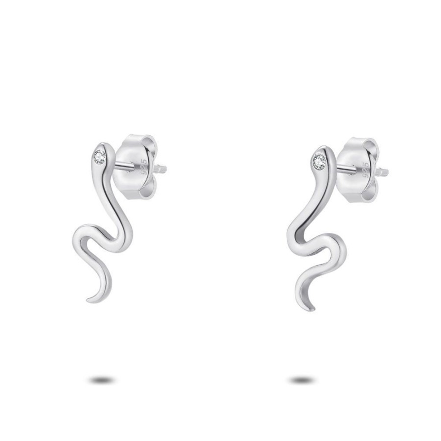 Women Twice As Nice | Silver Earrings, Snake With Zirconia