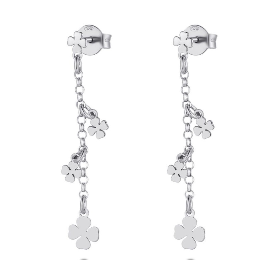 Women Twice As Nice | Silver Earrings, Dangling Clovers