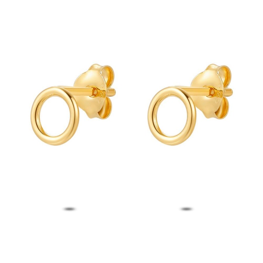 Women Twice As Nice | 18Ct Gold Plated Silver Earrings, Gold-Coloured, Circle