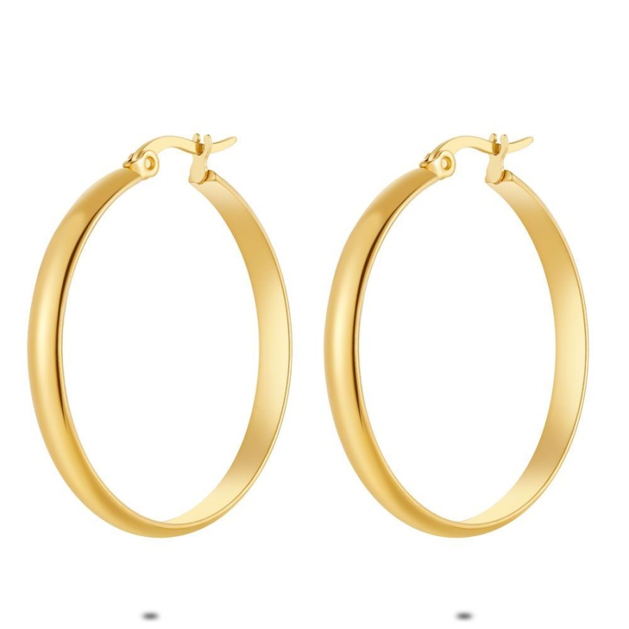 Women Twice As Nice | Gold Coloured Stainless Steel Earrings, Hoop Earrings, 35 Mm