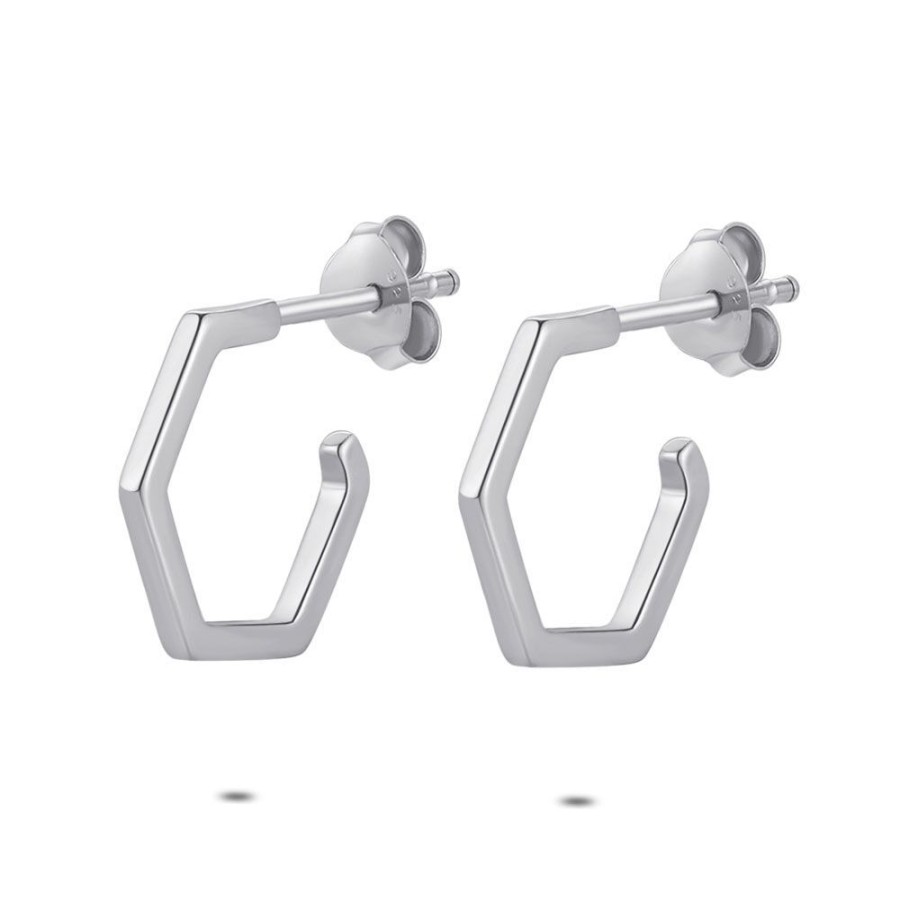 Women Twice As Nice | Silver Earrings, Pentagonal, 10 Mm