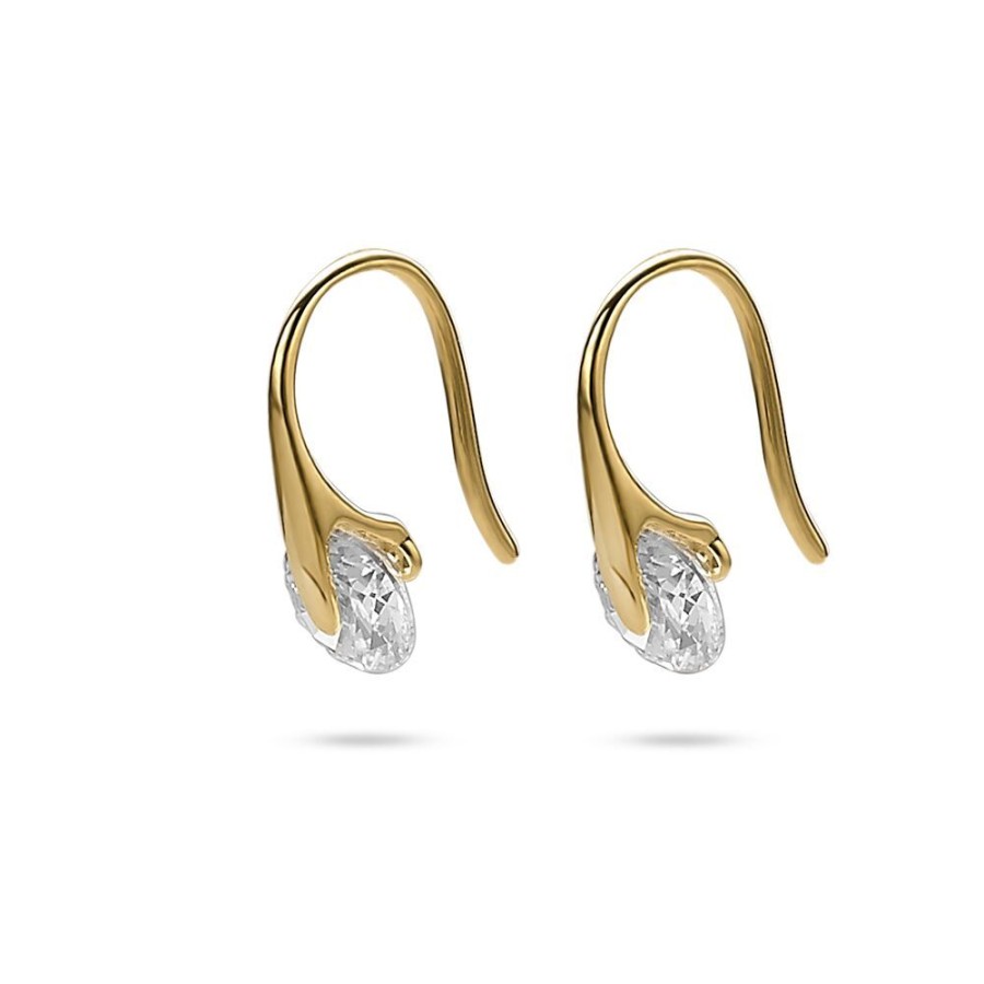 Women Twice As Nice | 18Ct Gold Plated Silver Earrings, Zirconia On Hook