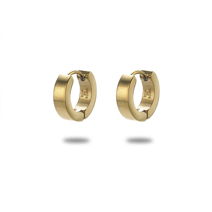 Women Twice As Nice | Gold-Coloured Stainless Steel Earrings, Hoop Earrings, 12 Mm, Matt