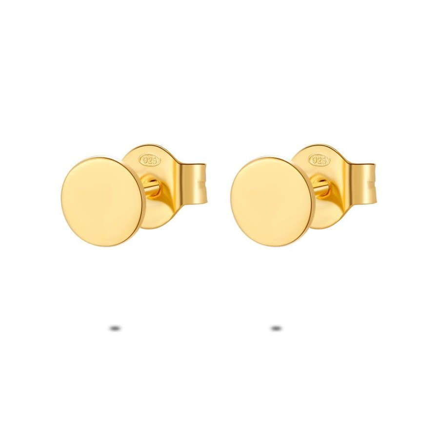 Women Twice As Nice | 18Ct Gold Plated Silver Earrings, Round, 6 Mm