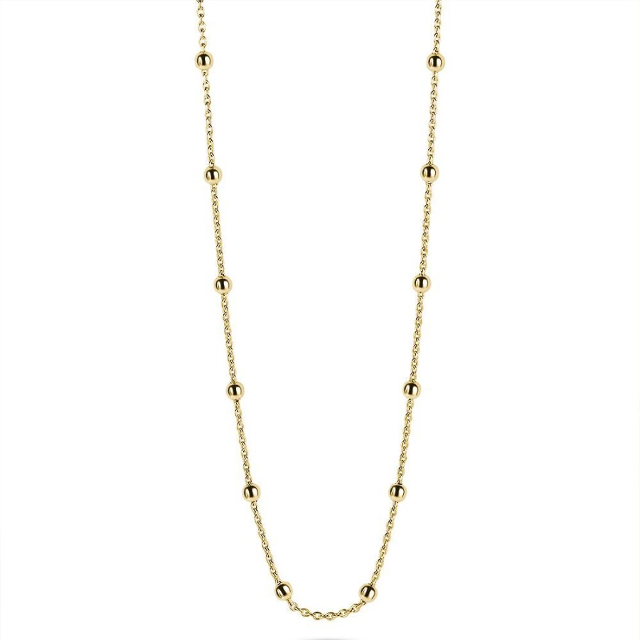 Women Twice As Nice | 18Ct Gold Plated Silver Necklace, Balls, 2,5 Mm, Between Forcat Chain