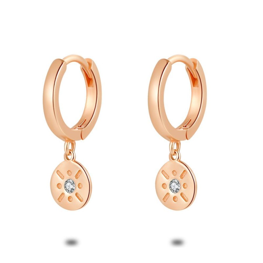 Women Twice As Nice | Rose Silver Earrings, Hoop Earrings, Round With Sun