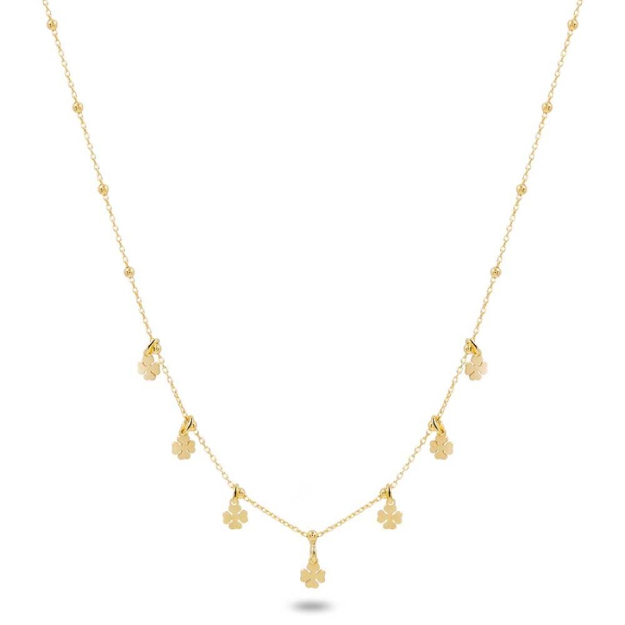 Women Twice As Nice | 18Ct Gold Plated Silver Necklace, 7 Small Clovers