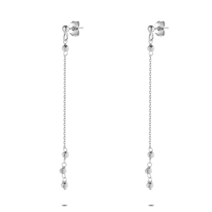 Women Twice As Nice | Silver Earrings, Chiselled Small Spheres