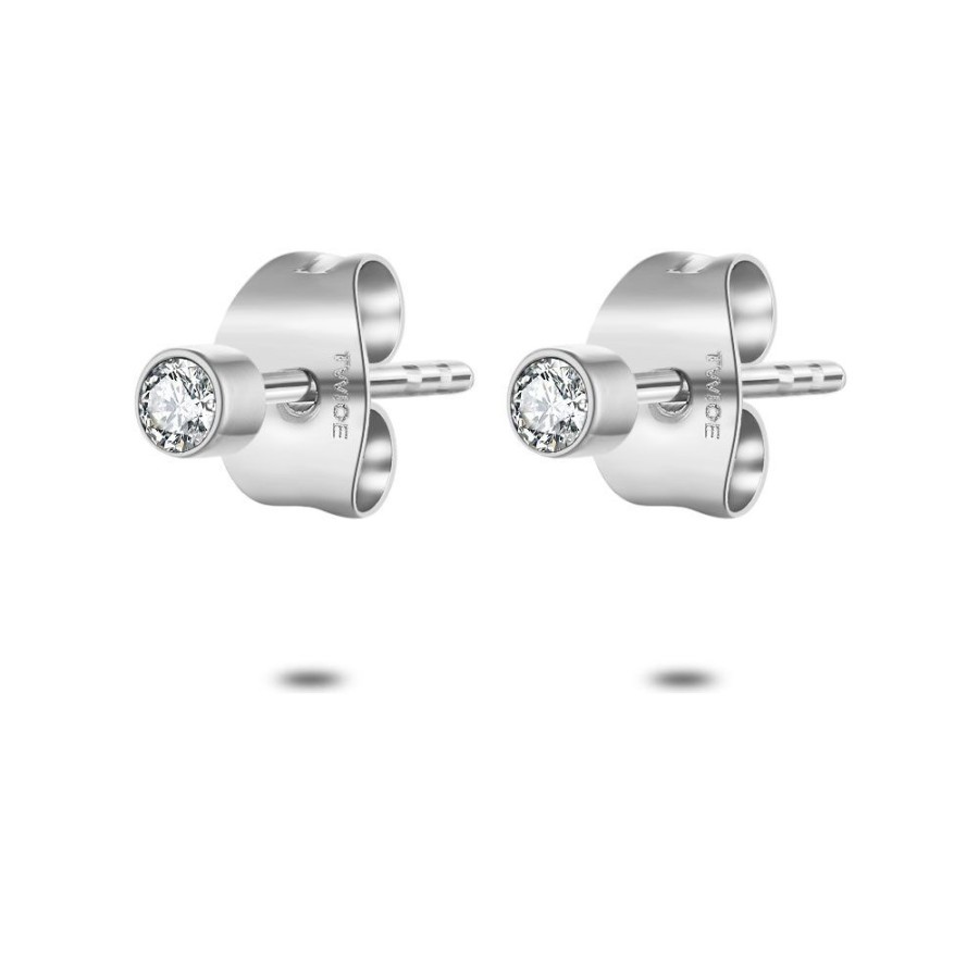 Women Twice As Nice | Stainless Steel Earrings, Round With Stone