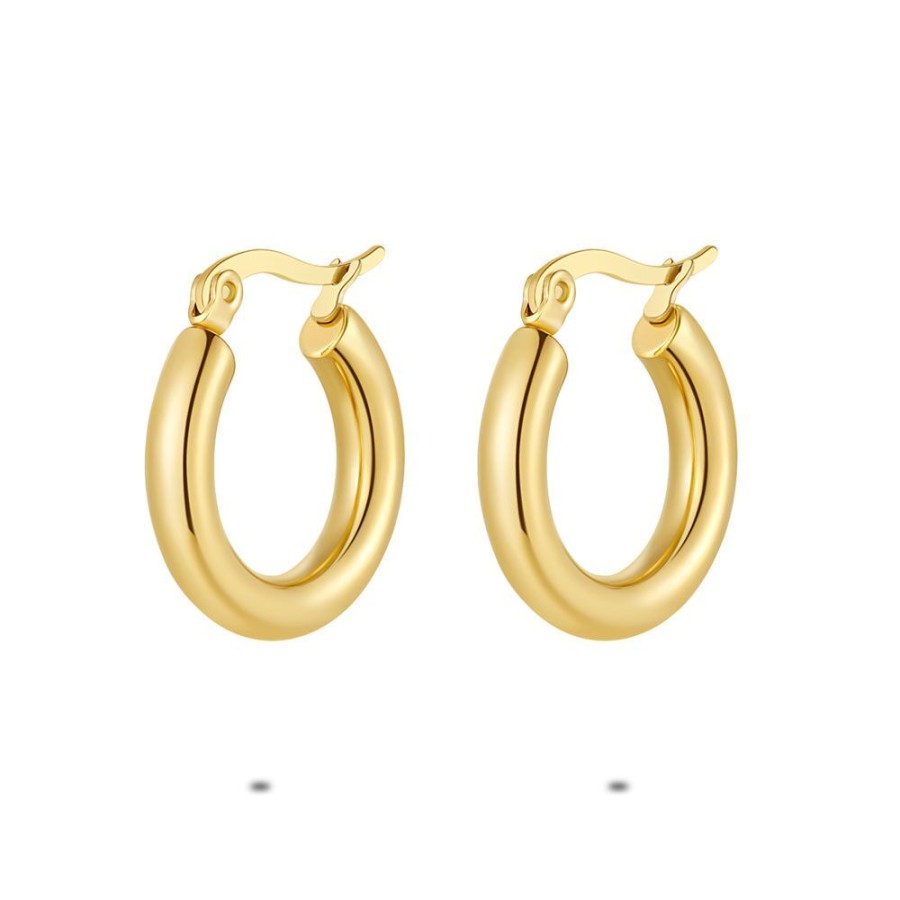 Women Twice As Nice | Gold Coloured Stainless Steel Earrings, Hoop Earrings, 20 Mm