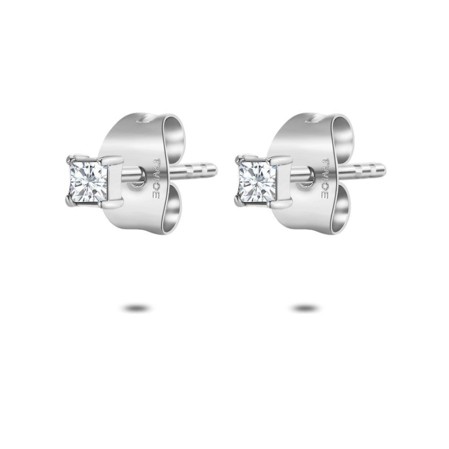 Women Twice As Nice | Stainless Steel Earrings, Tiny Square, 2 Mm