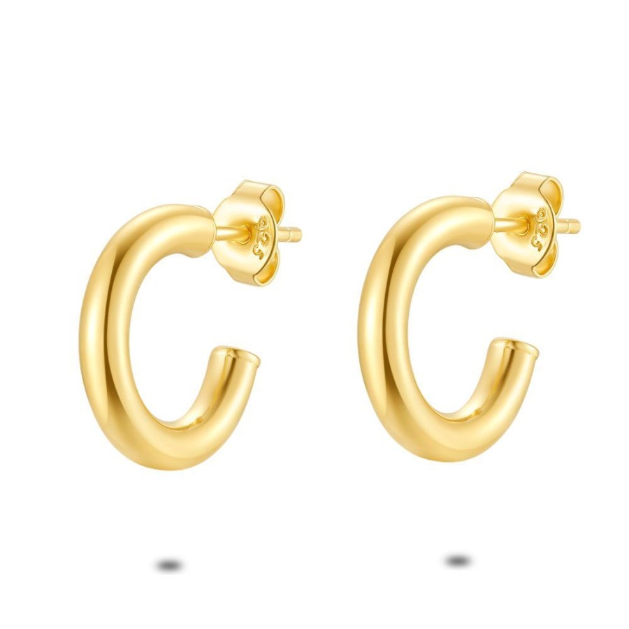 Women Twice As Nice | 18Ct Gold Plated Silver Earrings, Hoops, 15 Mm/3 Mm