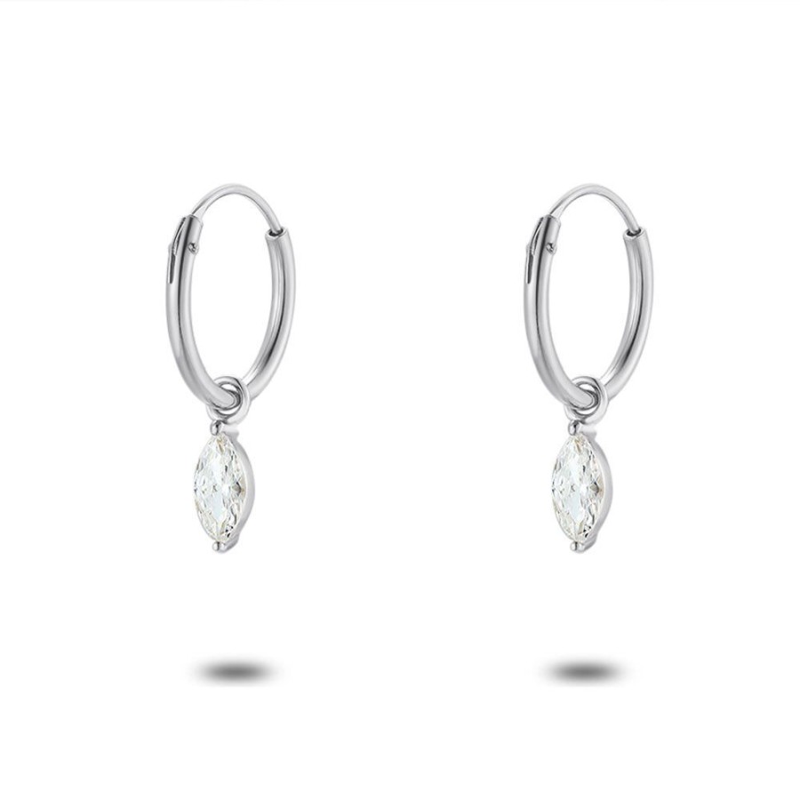 Women Twice As Nice | Silver Earrings, Hoops, Ellips, Zirconia