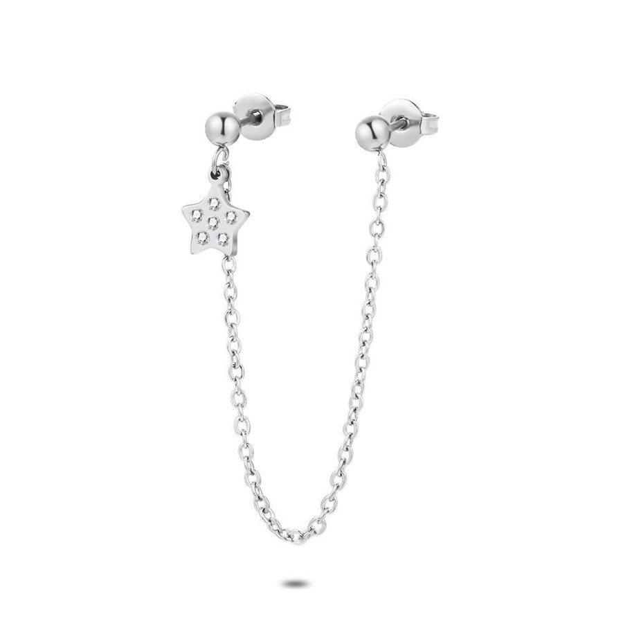 Women Twice As Nice | Stainless Steel Earring Per Piece, Star With Crystals