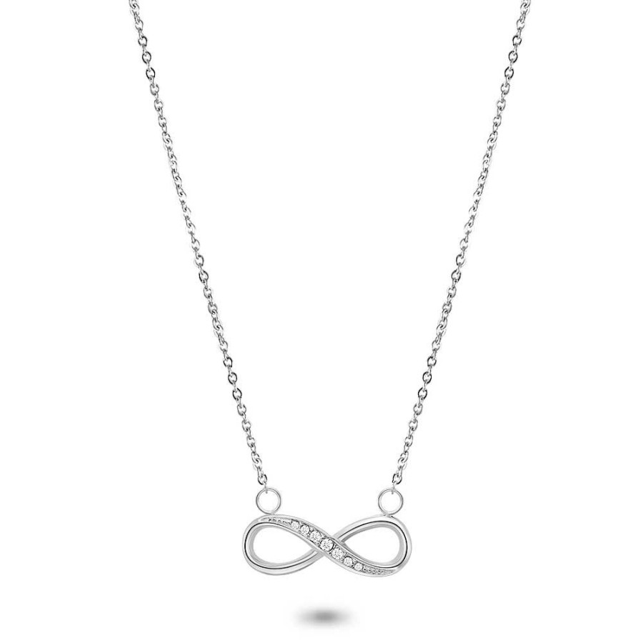 Women Twice As Nice | Stainless Steel Necklace, Infinity, White Crystals