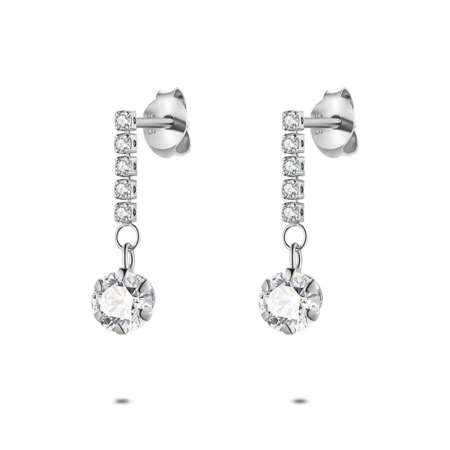 Women Twice As Nice | Silver Earrings, 1 Zirconia, 6 Mm