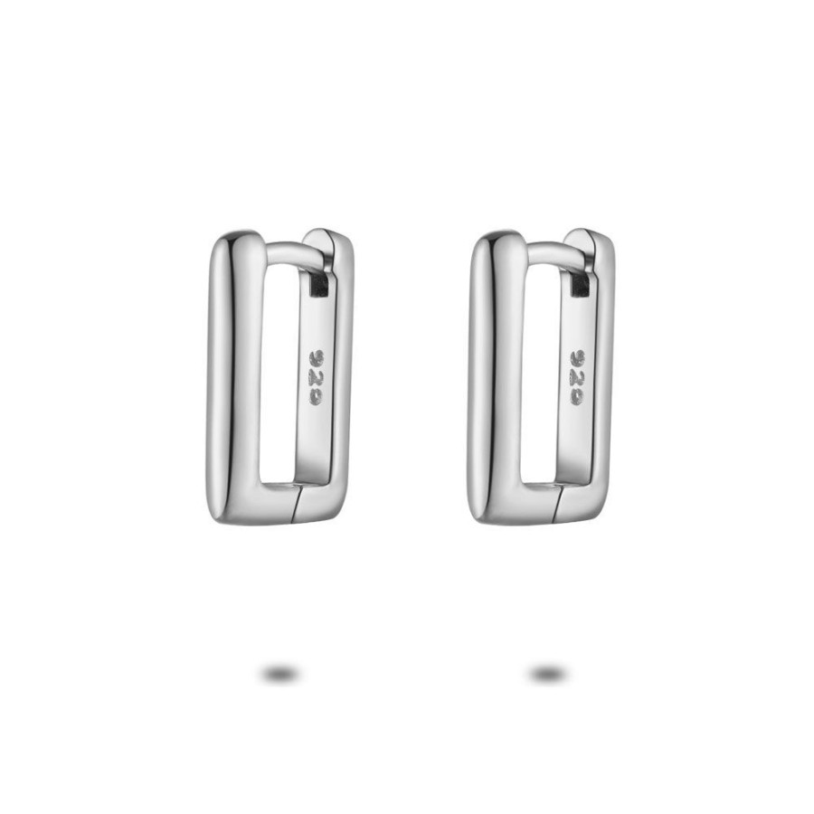 Women Twice As Nice | Silver Earrings, Rectangular Hoop Earrings, 12 Mm