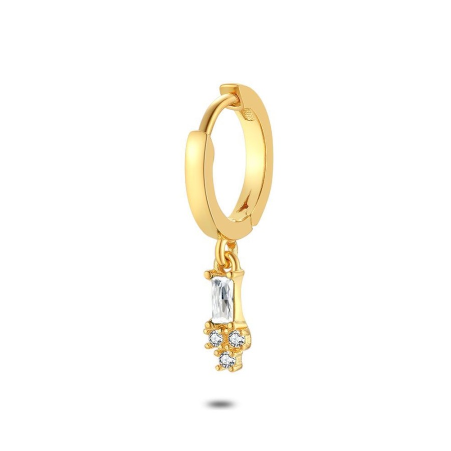 Women Twice As Nice | Earring Per Piece In 18Ct Gold Plated Silver, White Zirconia