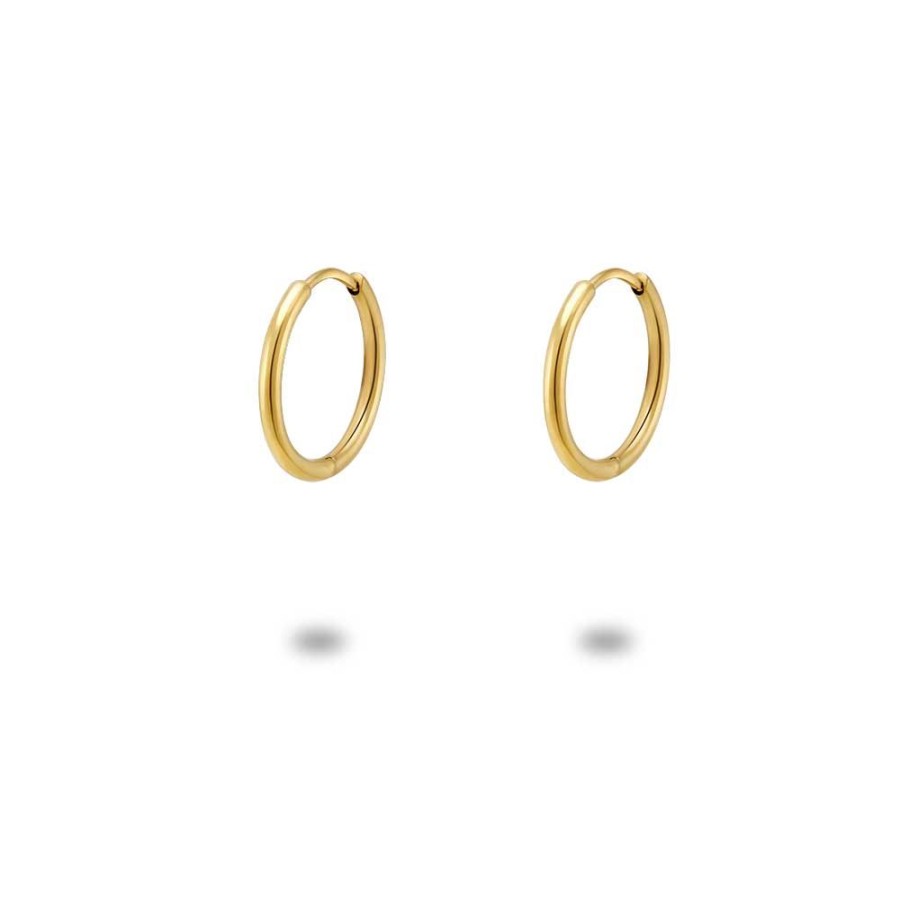 Women Twice As Nice | Gold Coloured Stainless Steel Earrings, Hoop 15 Mm